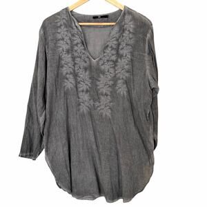 JARBO 100% Cotton Embroidered 3/4 Sleeve V-Neck Lightweight Tunic Top, 1/Small